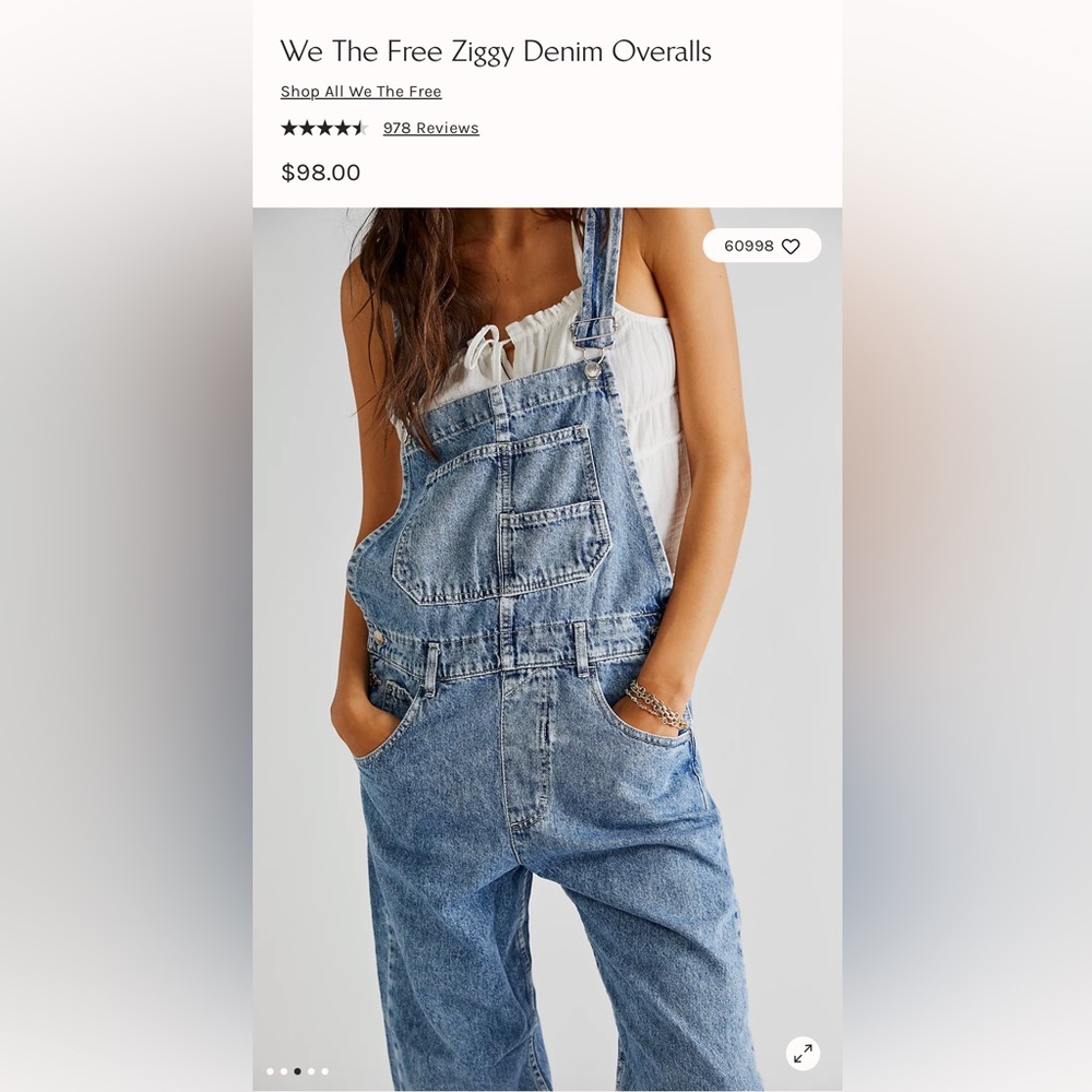 We The Free Blue Denim Overalls